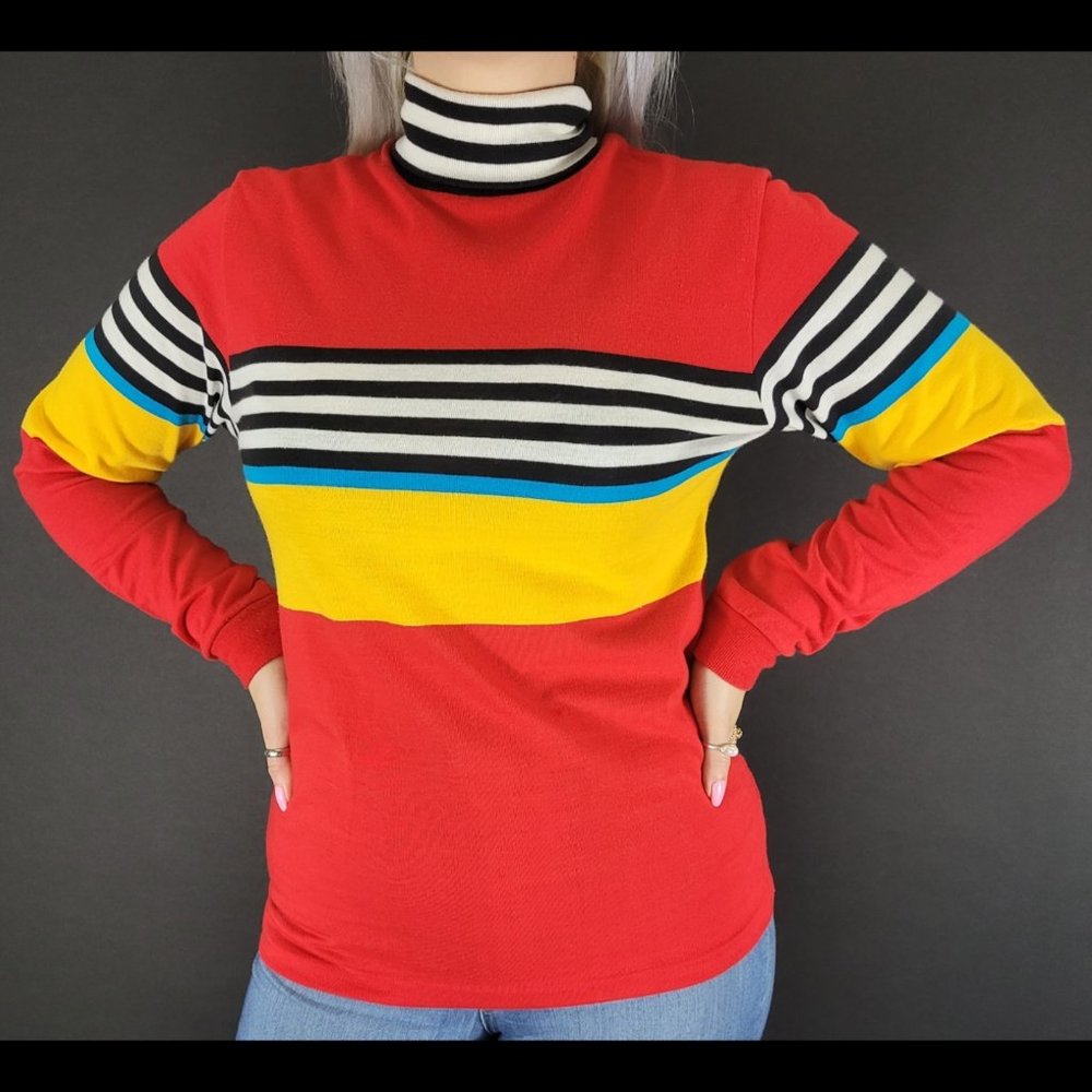 70s/80s Donmoor Striped Turtleneck Shirt